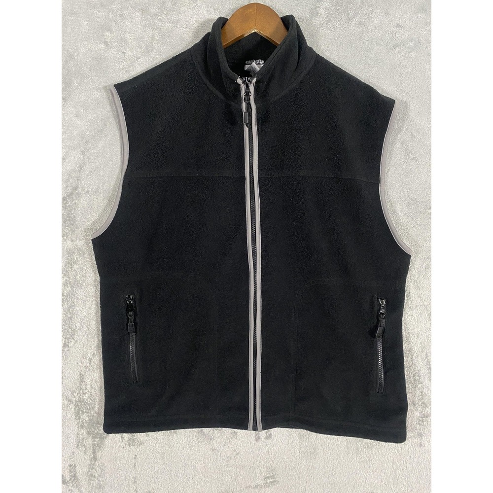 Vintage Old Navy Vest Mens Large Black Fleece Zip Pockets‎ Outdoors Y2K Gorpcore
